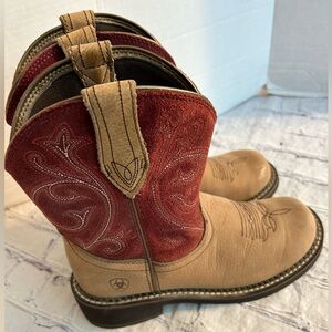 Ariat Brown and Red Leather Cowgirl Heeled Boots